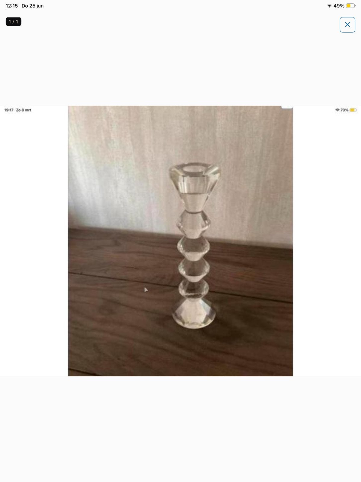 Vintage kristallen gefacetteerde kandelaar - 20 cm (KWF), Ophalen of Verzenden, Keramiek of Aardewerk