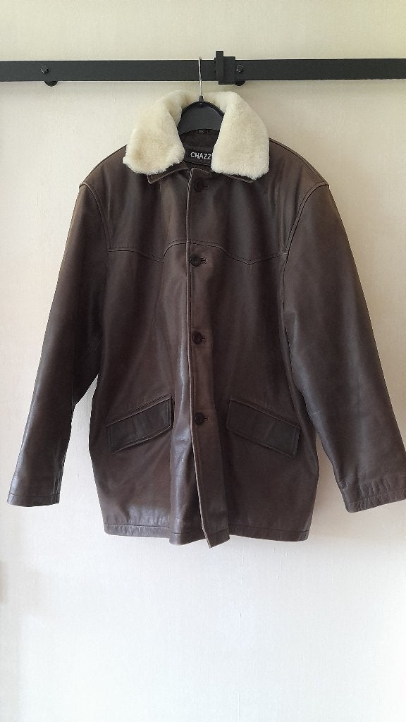 Lederen herenjas Chazz maat 54 Kwaliteit!!!, Kleding | Dames, Maat 46/48 (XL) of groter, Ophalen of Verzenden, Gedragen, Bruin