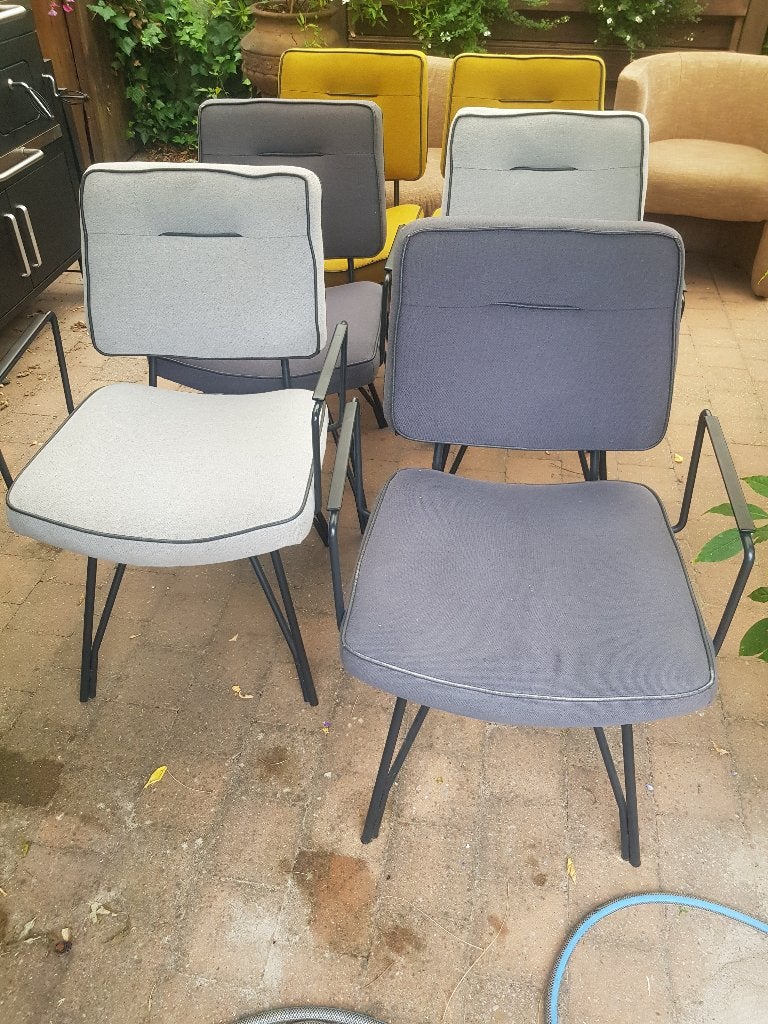 Set van 6 vintage stoelen - grijs en donkergrijs, Ophalen, Gebruikt, Overige kleuren, Vintage