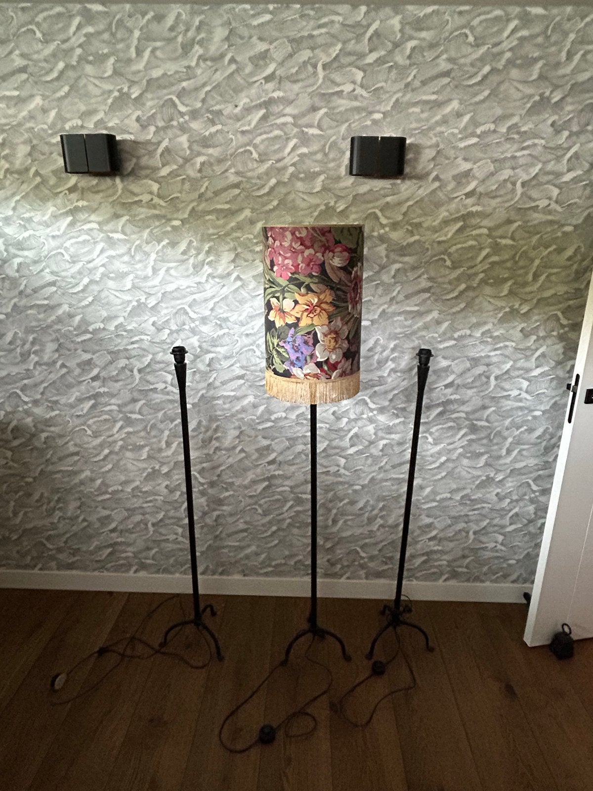 Smeedijzeren vloerlampen (set van 3), Ophalen, Gebruikt, 100 tot 150 cm, E27 (groot)