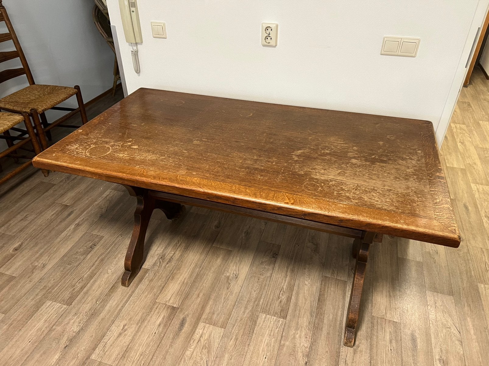 Te Koop : Donker Eiken Eetkamertafel Tafel Hout Export, Ophalen
