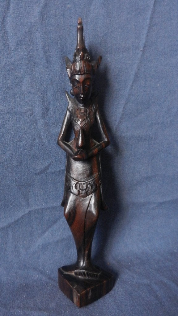 Coromandel sculptuur Staande prinses Bali Indonesie h. 20 cm, Antiek en Kunst, Minder dan 20 cm, Ophalen of Verzenden, Handgemaakt