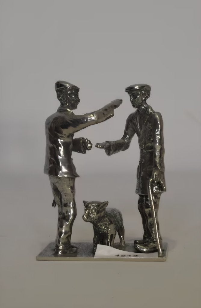 Tinnen beeldje, veehandel, H 11cm, Ophalen