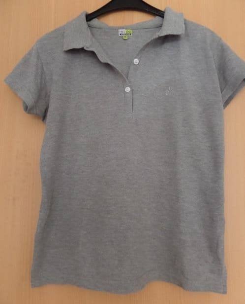 Grijs poloshirt maat M van 85% katoen en 15% viscose, Maat 38/40 (M), Ophalen of Verzenden, Zo goed als nieuw, Korte mouw