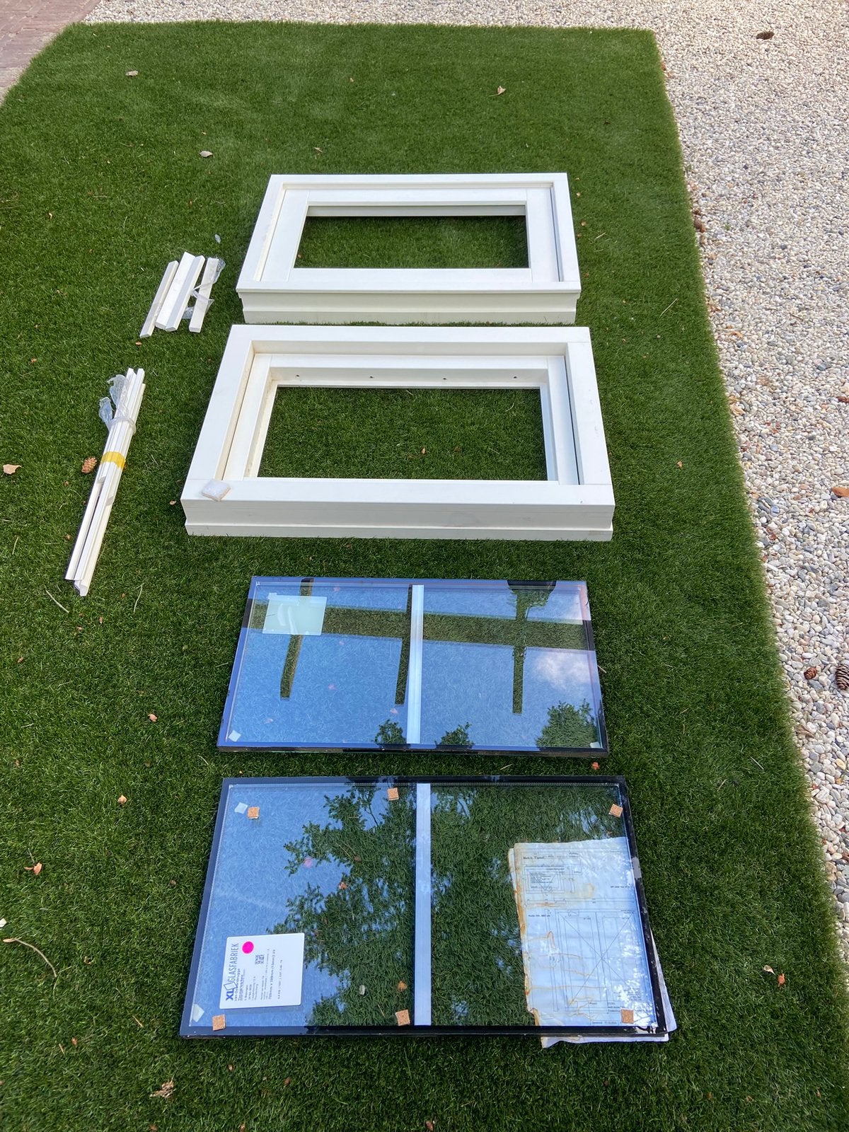 Nieuwe hardhouten kozijnen inclusief hr++glas, Ophalen, Gevelraam of Ruit, Minder dan 80 cm, 80 tot 120 cm