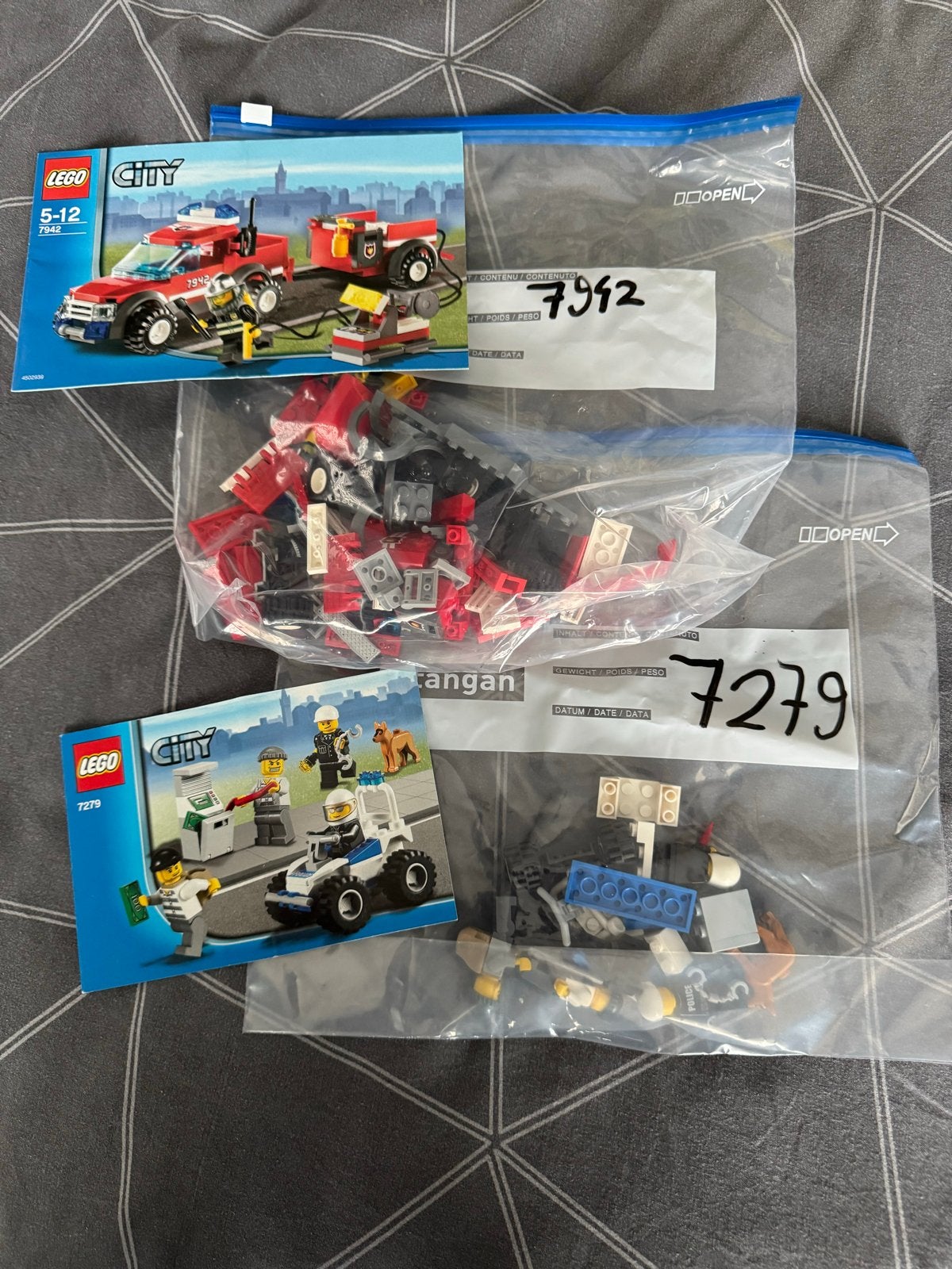 LEGO City Sets: Brandweerwagen (7942) & Politie (7279), Lego, Ophalen of Verzenden, Compleet, Complete set