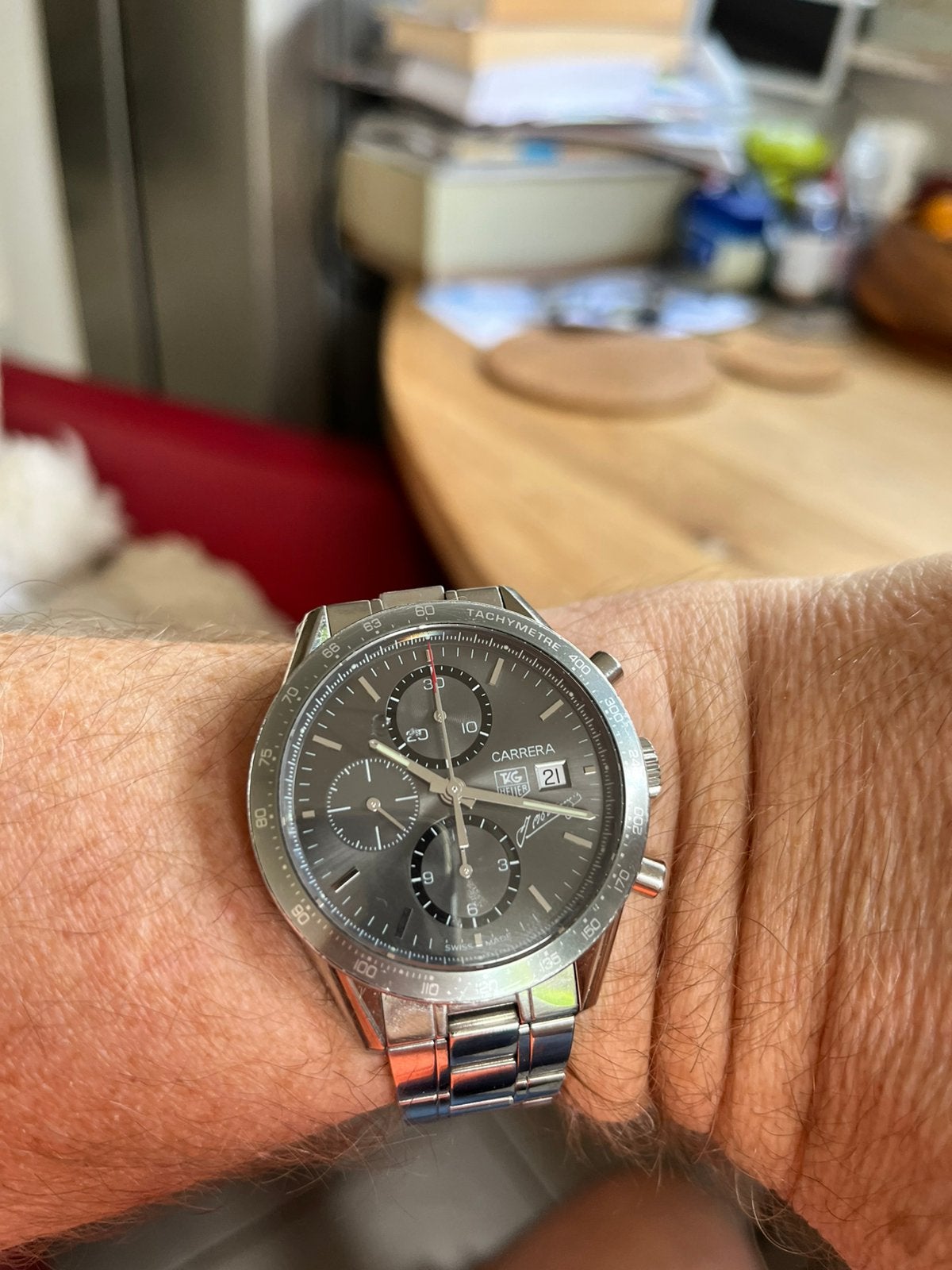 Tag Heuer carrera automatic chrono limited edition ‘Fangio’, Staal, Gebruikt, Staal, Polshorloge