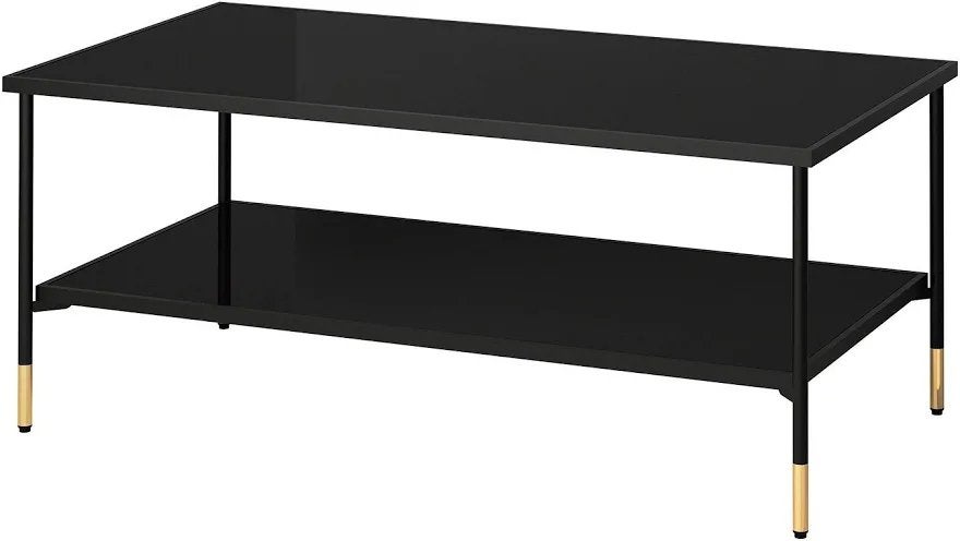 IKEA ÄSPEROD salontafel zwart/glas, Ophalen, Gebruikt, 100 tot 150 cm, 50 tot 100 cm