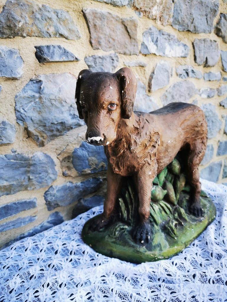 Antiek beeld van hond hondenbeeld gips +-50-40h uit n kerk, Antiek en Kunst, Ophalen