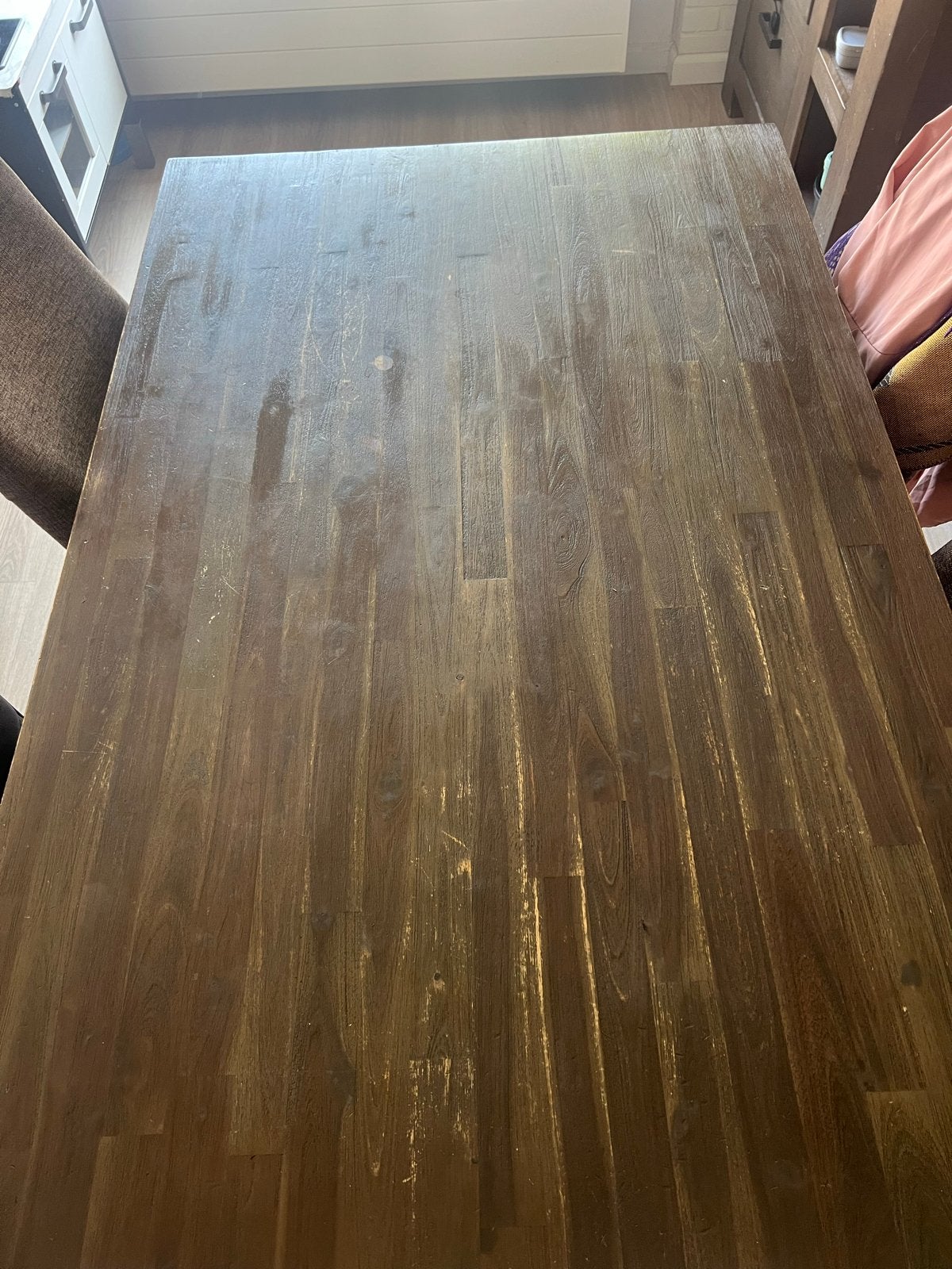 Uitschuifbare eettafel van donker hout + kast Henders & Haz, Ophalen, Gebruikt, 50 tot 100 cm, 25 tot 50 cm
