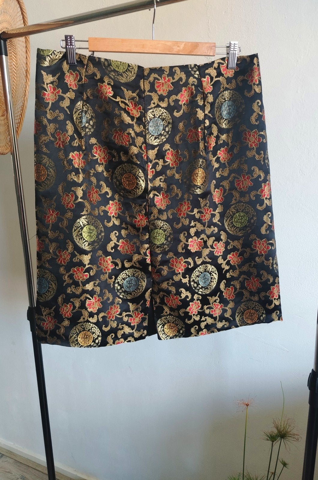 Zwarte rok met Chinese brokaatprint mt 40, Maat 38/40 (M), Zwart, Ophalen of Verzenden, Onbekend