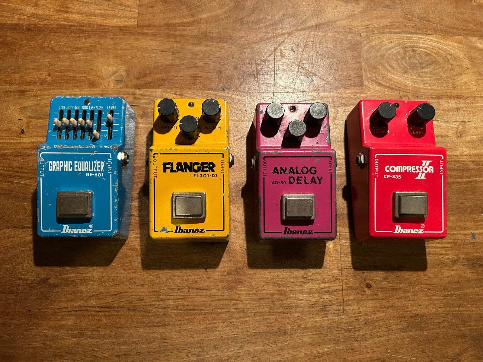 Ibanez Vintage Effectpedalen Set: GE-601, FL301-DX, AD-80, C, Muziek en Instrumenten, Ophalen of Verzenden, Gebruikt, Delay of Echo