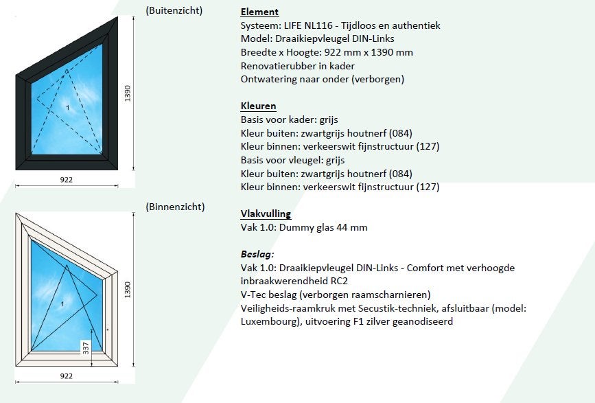 kunststof kozijn, Kunststof, Raamkozijn, Nieuw, Inclusief glas