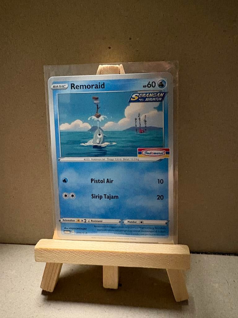 Pokemon Kaart Remoraid Indomaret Promo Basic HP 60, Ophalen of Verzenden, Zo goed als nieuw, Losse kaart