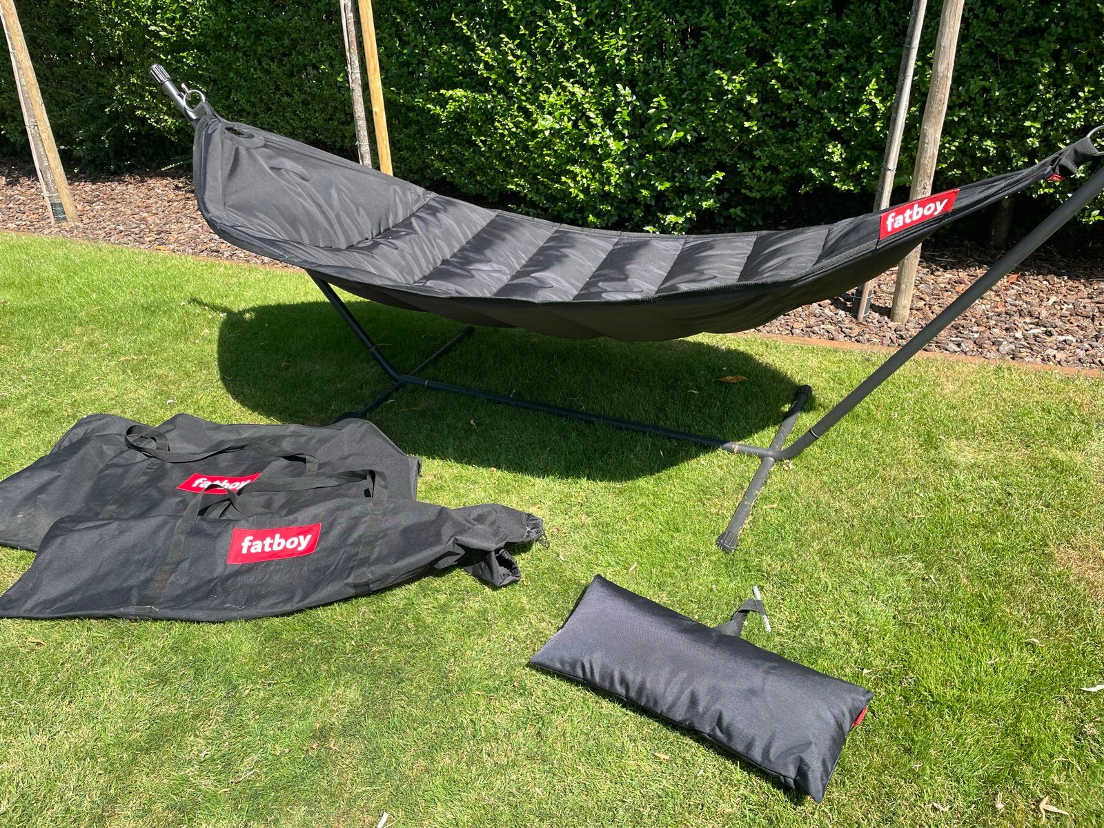 Fatboy Headdemock hangmat met standaard en kussen zwart, Tuin en Terras, Ophalen, Binnen, Gebruikt, Meerpersoons