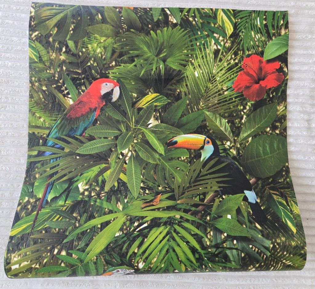 jungle met vogels behang, Ophalen, Groen