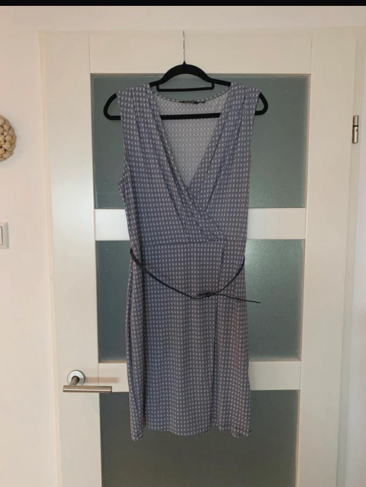 Zomerjurk blauw met printje maat L Promiss, Ophalen of Verzenden, Zo goed als nieuw, Blauw, Knielengte