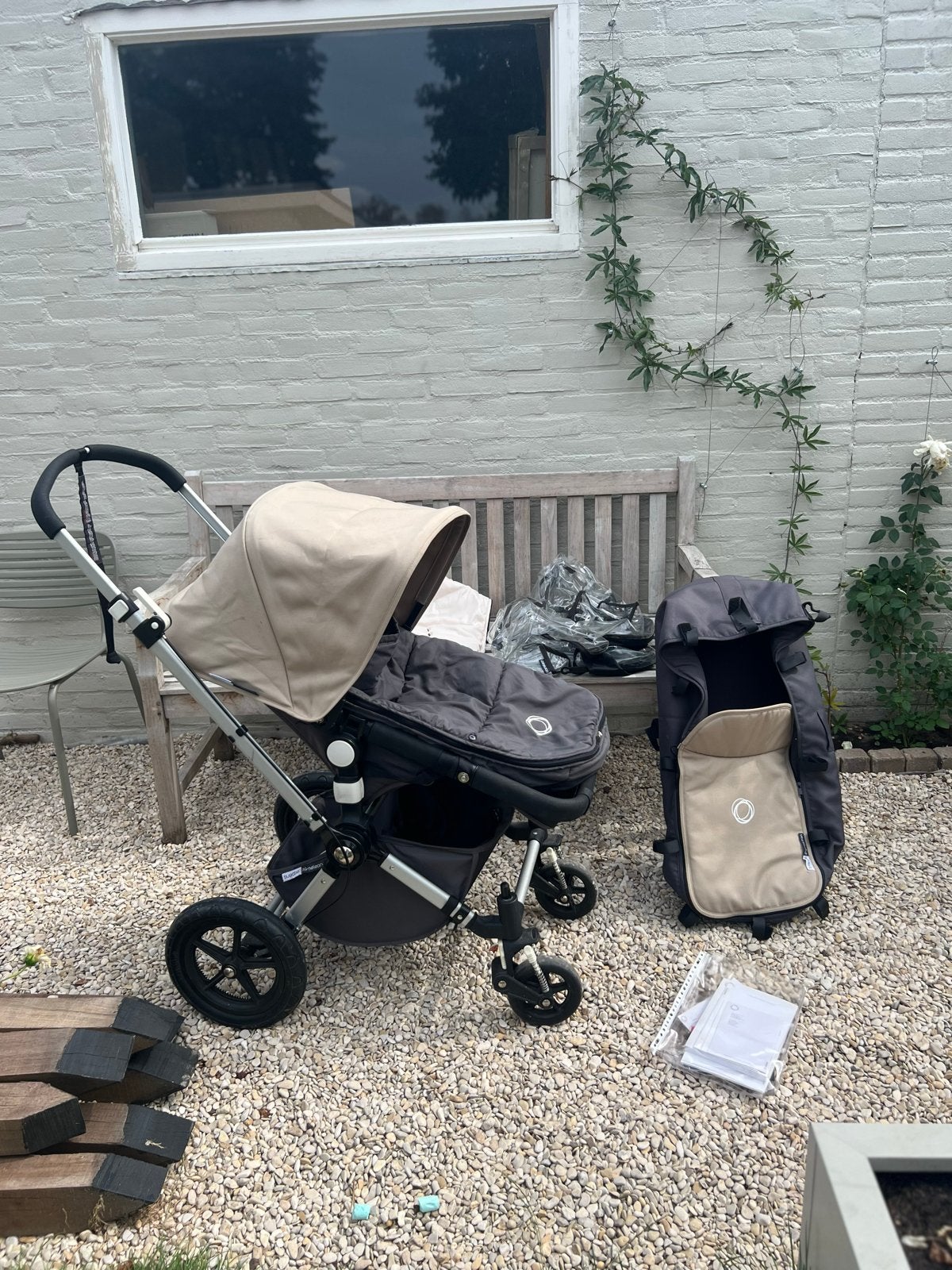 Bugaboo Cameleon kinderwagen grijs/beige met accessoires, Kinderwagen, Bugaboo, Ophalen of Verzenden, Zo goed als nieuw