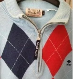 RIVER WOODS trui Aqua Blauw licht Noga ruiten rits kol L, Kleding | Heren, Truien en Vesten, Ophalen of Verzenden, Zo goed als nieuw