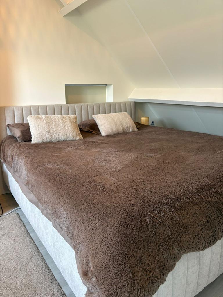 Compleet tweepersoonsbed loki 180x200 cm zandkleurig, Ophalen, Tweepersoons, 180 cm, 200 cm