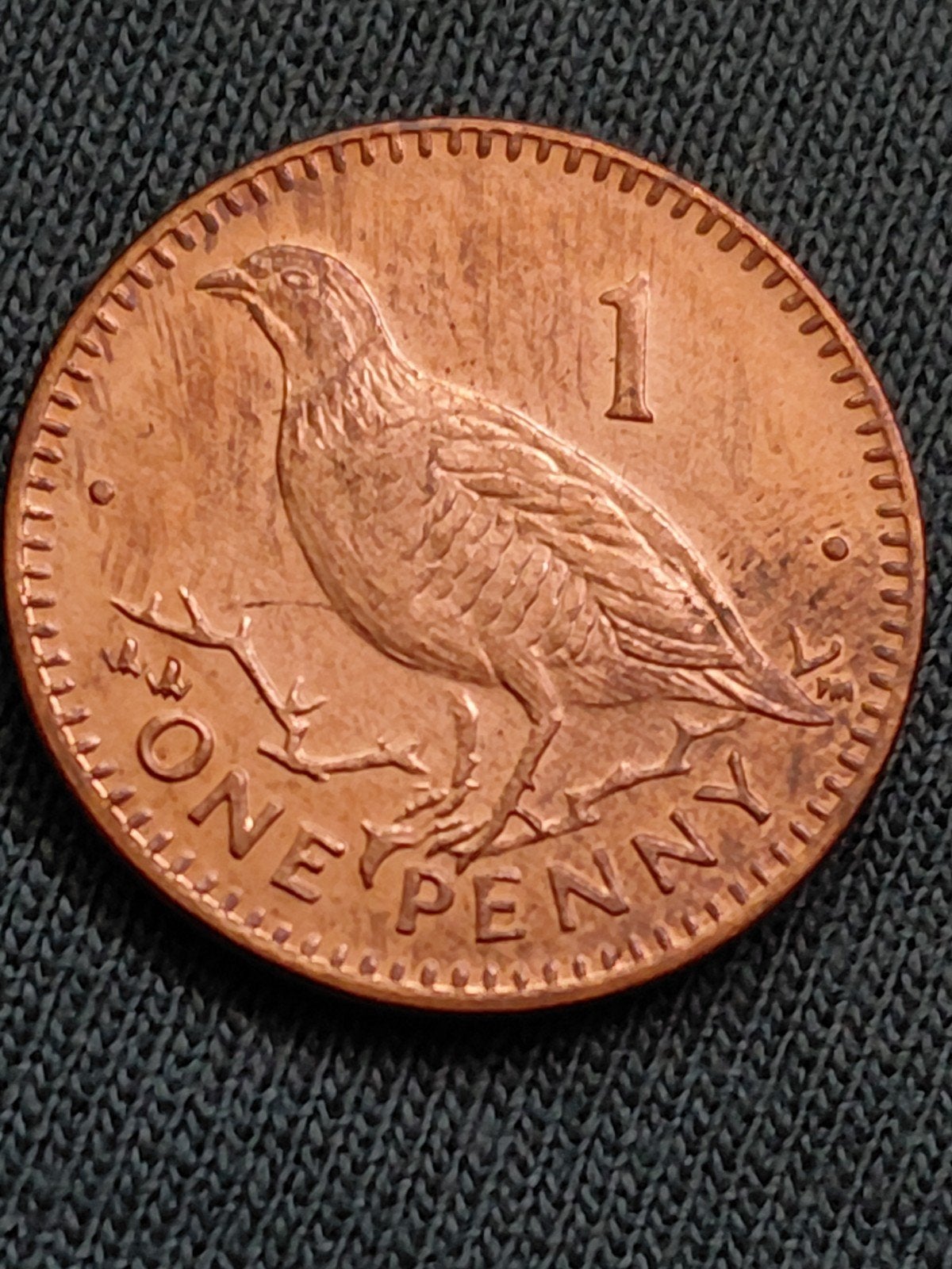 Gibraltar 1 Penny 2001 Elizabeth II  - Barbarijse Patrijs, Verzenden, Overige landen, Losse munt