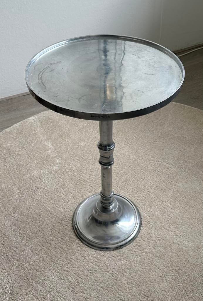 Riviera Maison bijzettafel, Minder dan 55 cm, Gebruikt, Metaal of Aluminium, Rond
