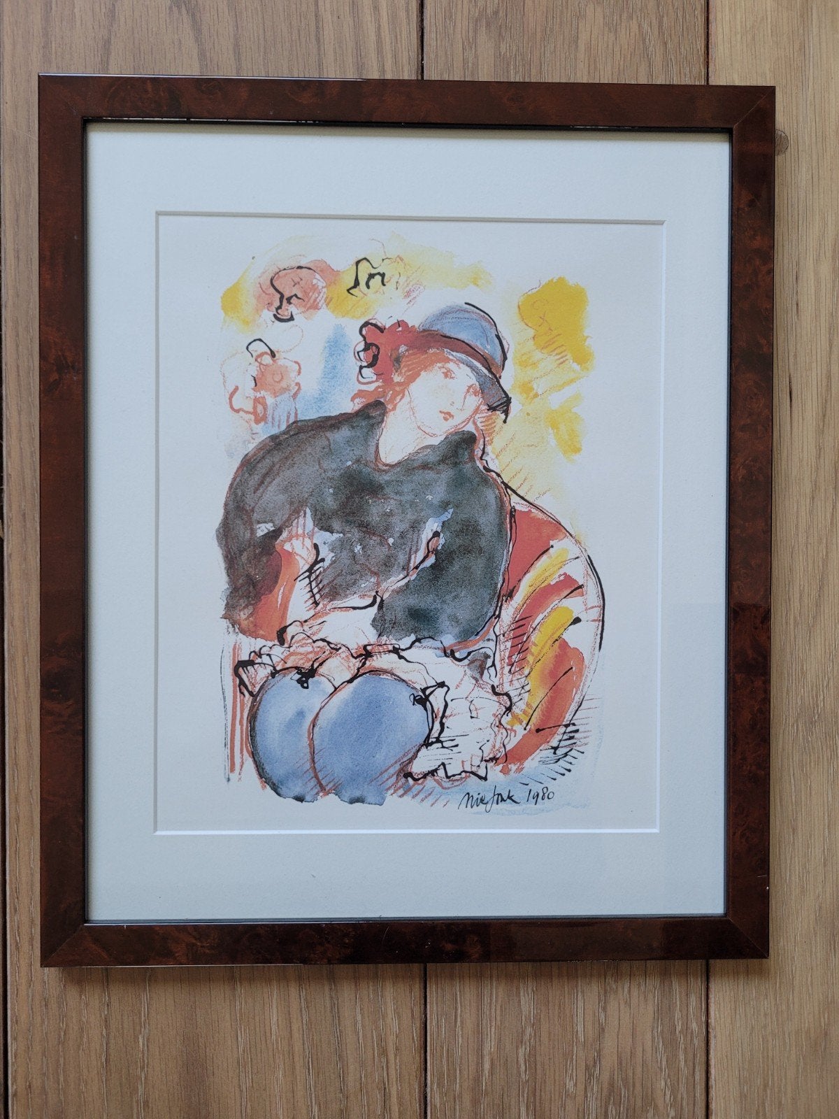 Schilderij Nic Jonk 1980 - Vrouw met Hoed, Ophalen of Verzenden