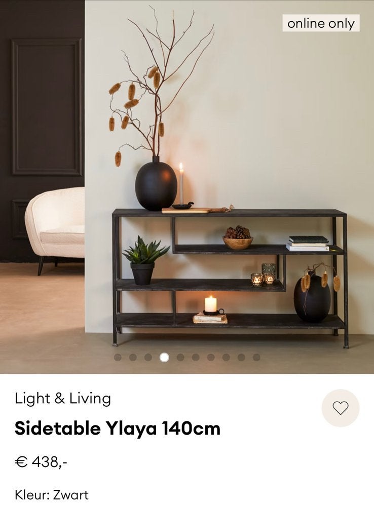 Sidetable Ylaya 140cm light & living, Huis en Inrichting, Ophalen, 50 tot 100 cm, Nieuw, Metaal