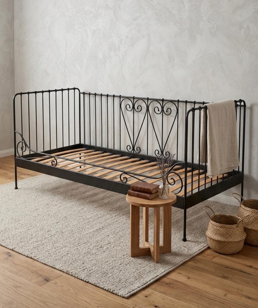Zwart metalen eenpersoonsbed Ikea, Ophalen, 90 cm, Eenpersoons, Wit