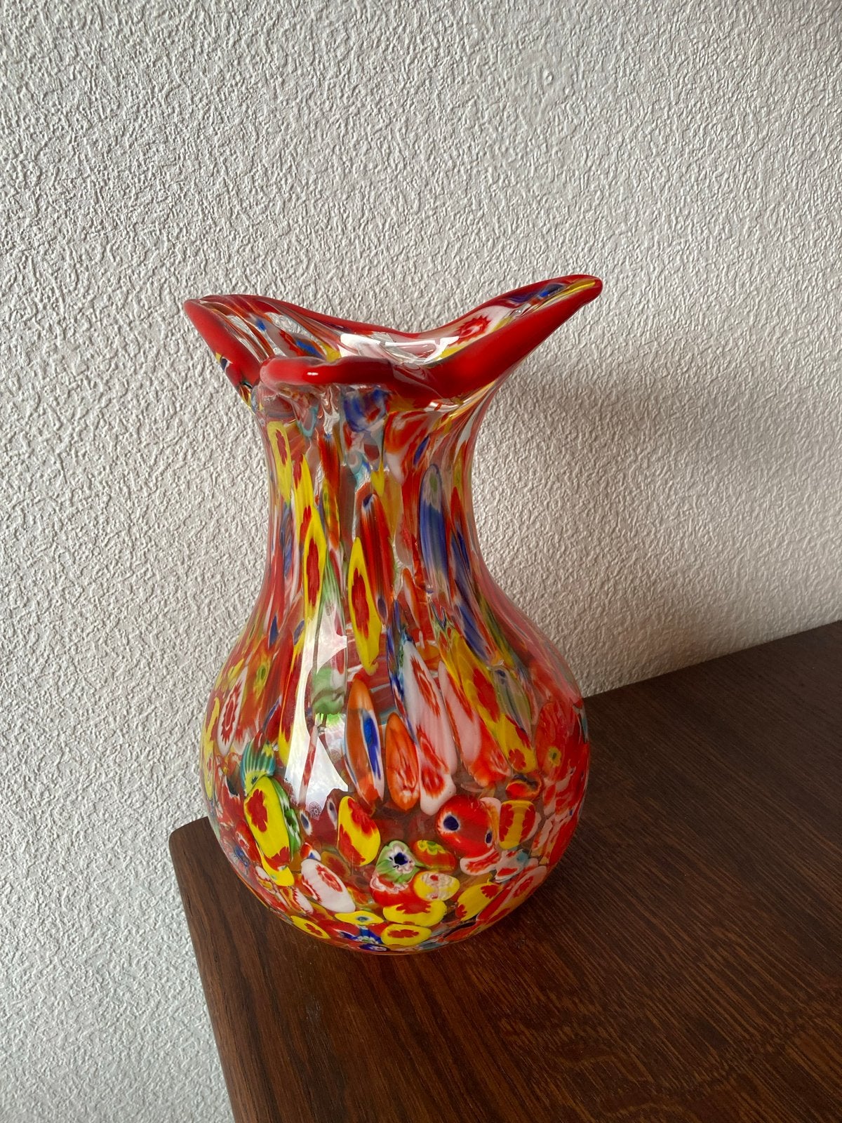 Murano stijl Millefiori/Murrine patroon art glass vaas 27cm, Ophalen of Verzenden