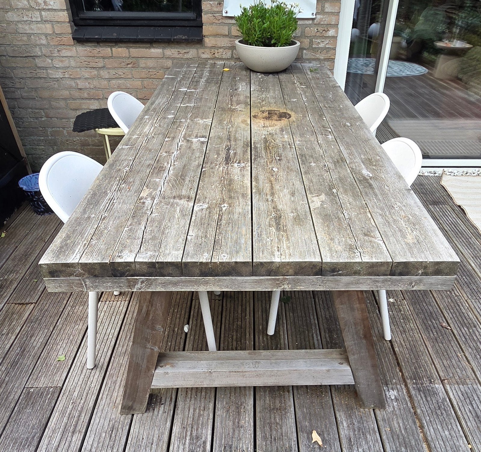 Tuintafel, Tuin en Terras, Ophalen, Gebruikt, Rechthoekig, Hout