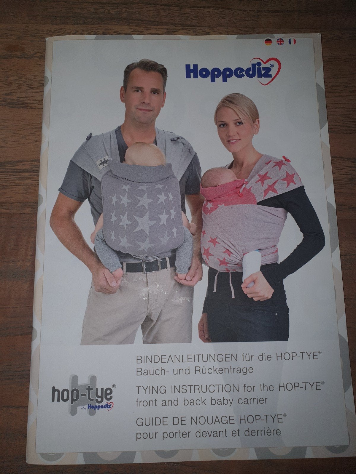 Hop-Tye Hoppediz draagdoek - Bruin-blauw, Ophalen of Verzenden, Zo goed als nieuw, Draagdoek, Overige merken