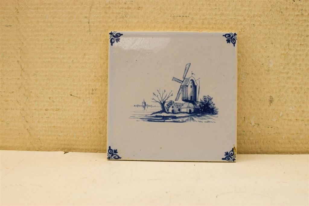 Wandtegel met prent van een molen 49712, Ophalen of Verzenden, Gebruikt