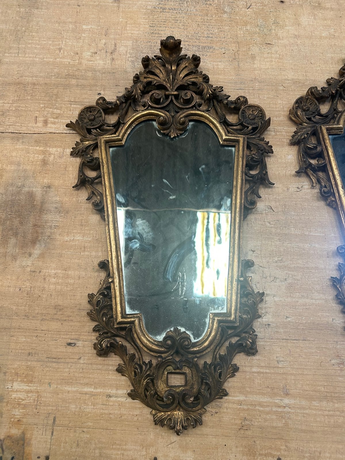 Set van 2 decoratieve Italiaanse spiegels, Antiek en Kunst, Antiek | Spiegels, Ophalen, Overige vormen, Minder dan 50 cm, Minder dan 100 cm