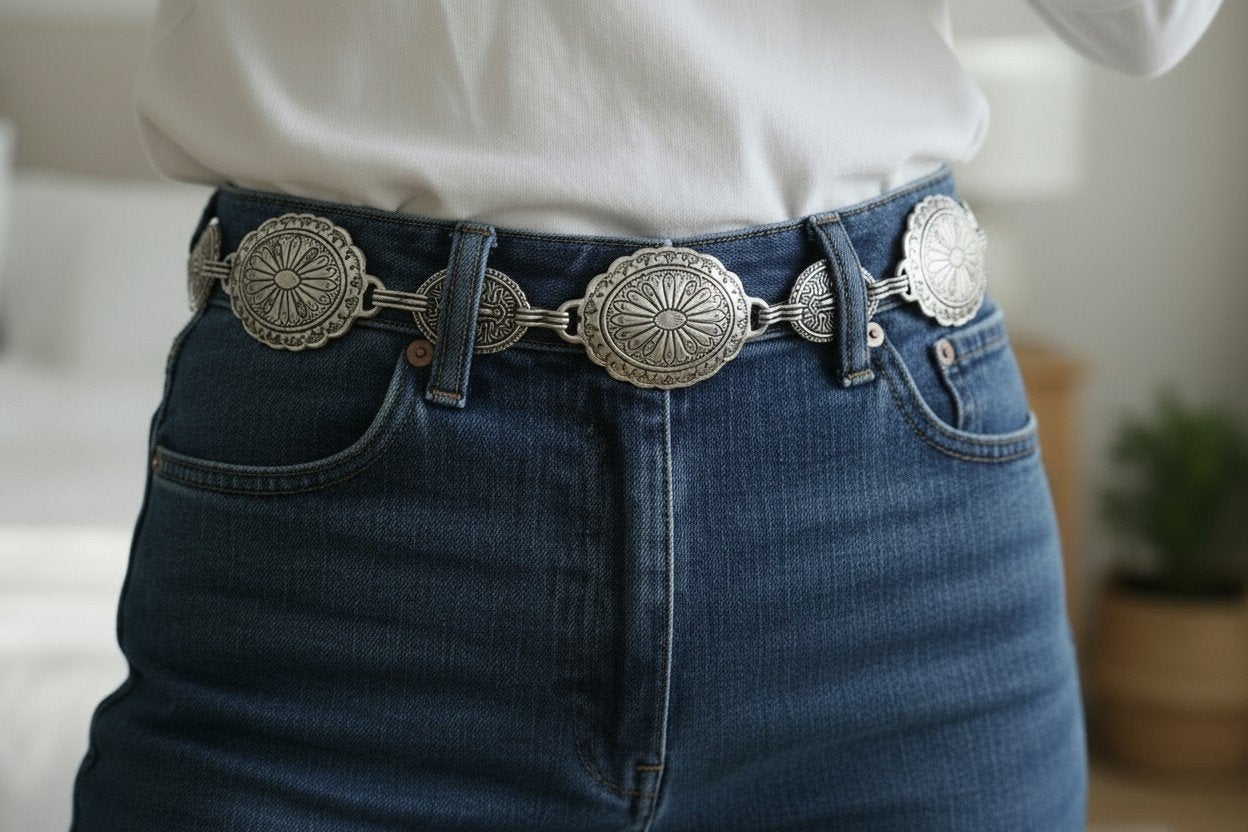 Boho Western Concho Riem Zilverkleurig Verstelbaar 60-100cm, Ophalen of Verzenden, Nieuw, Overige kleuren, 100 cm of meer