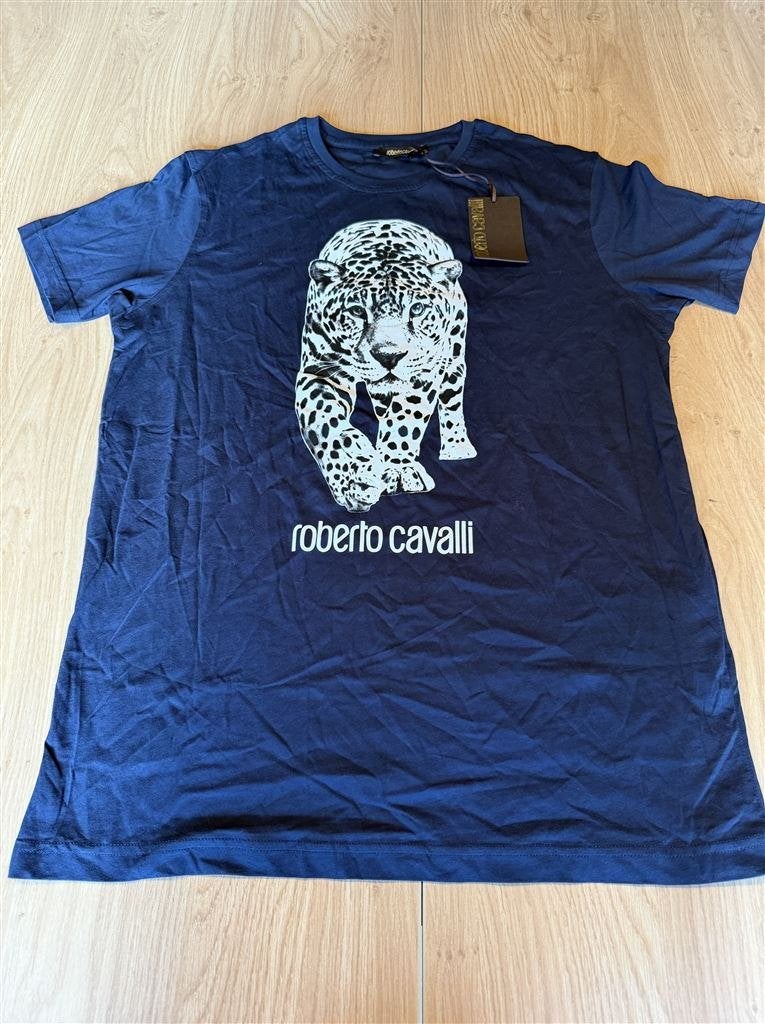 Roberto Cavalli Navy Blue T-Shirt Made in Italy Maat XXL, Kleding | Heren, T-shirts, Ophalen of Verzenden, Zo goed als nieuw, Overige maten