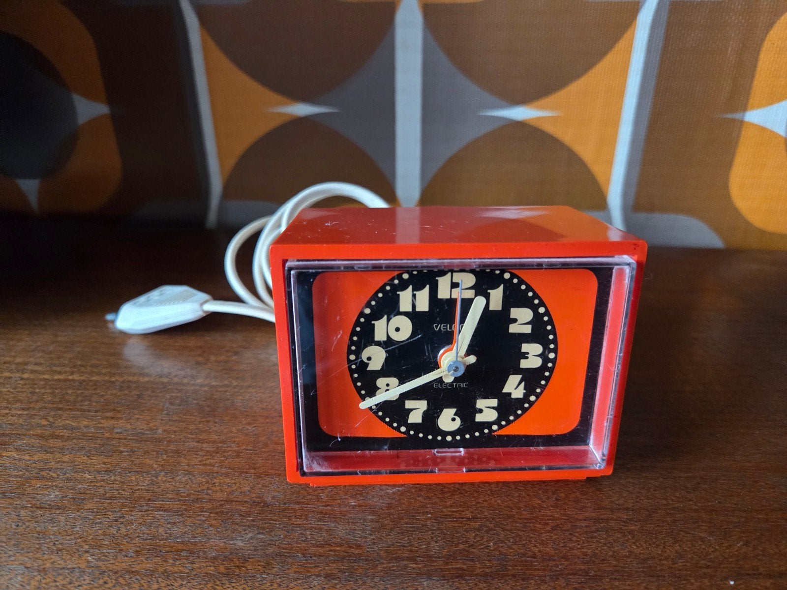 Vintage Velec Elektrische Wekker - Oranje Retro Design, Antiek en Kunst, Ophalen of Verzenden