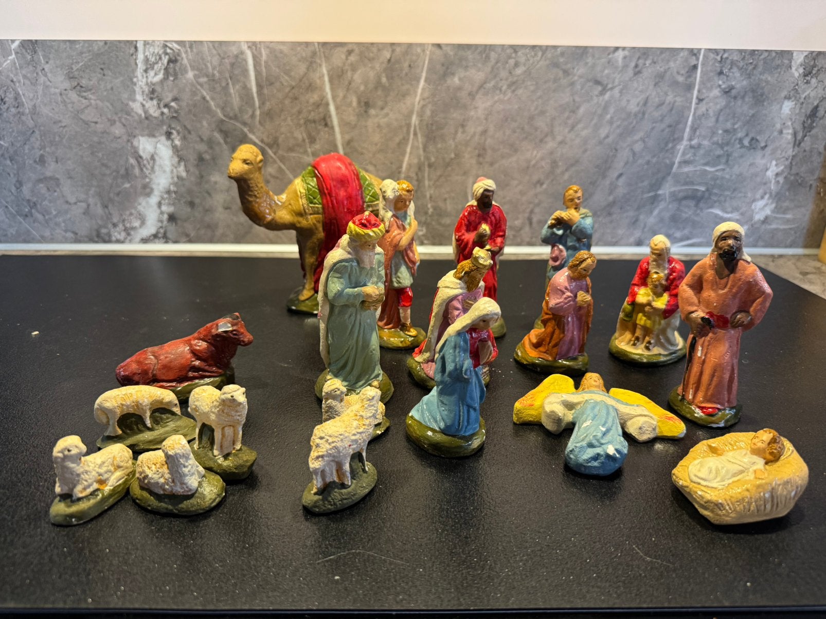 Prachtige complete vintage kerstgroep (16-delig, Ophalen of Verzenden, Gebruikt