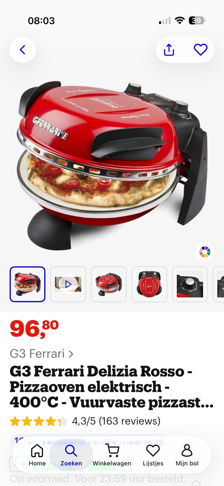 Pizzaoven 1 x gebruikt, Tuin en Terras, Pizzaovens, Ophalen, Zo goed als nieuw