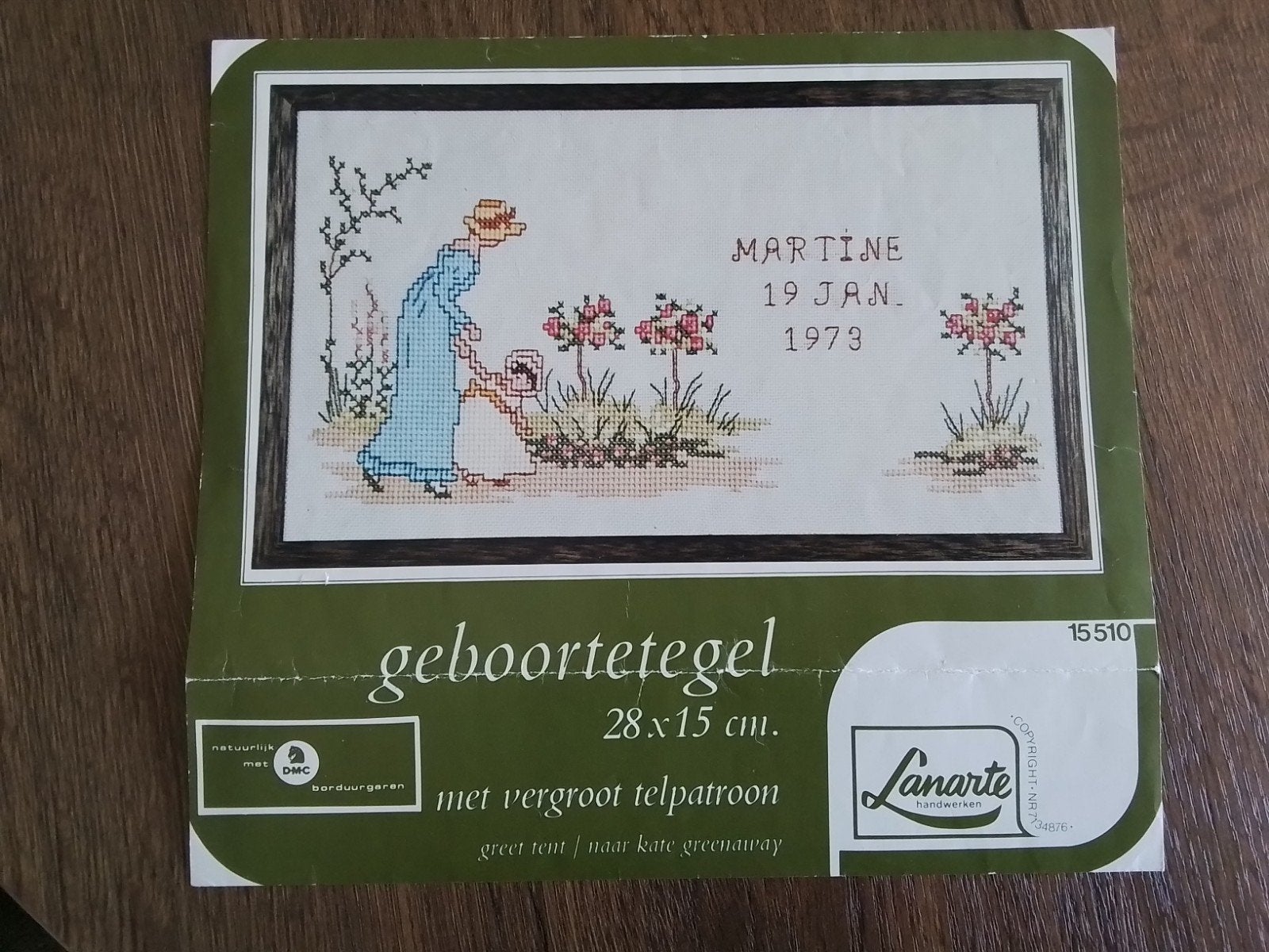 Leuk oud geboortetegel borduurpatroon, Hobby en Vrije tijd, Ophalen of Verzenden