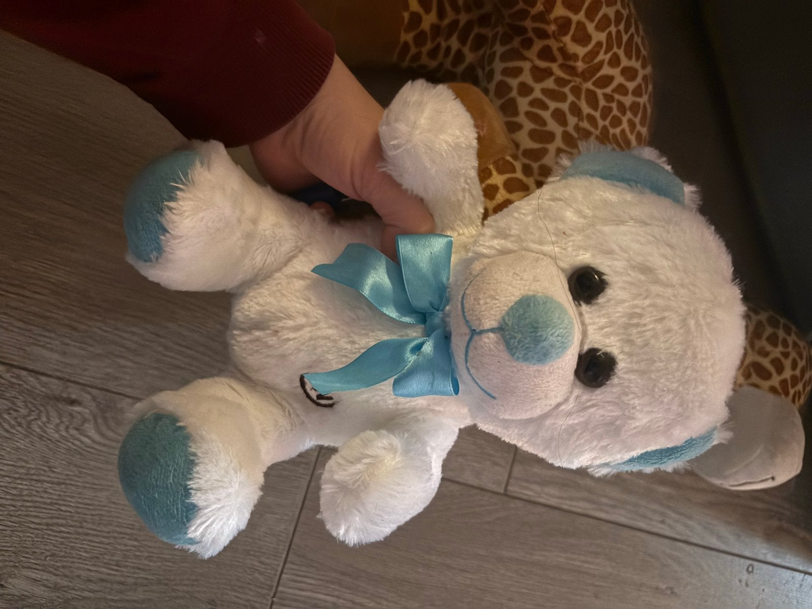 Lichtgevende Knuffelbeer - Wit met Blauwe Accenten, Ophalen of Verzenden, Zo goed als nieuw, Middelgroot (20 tot 80 cm), Wit
