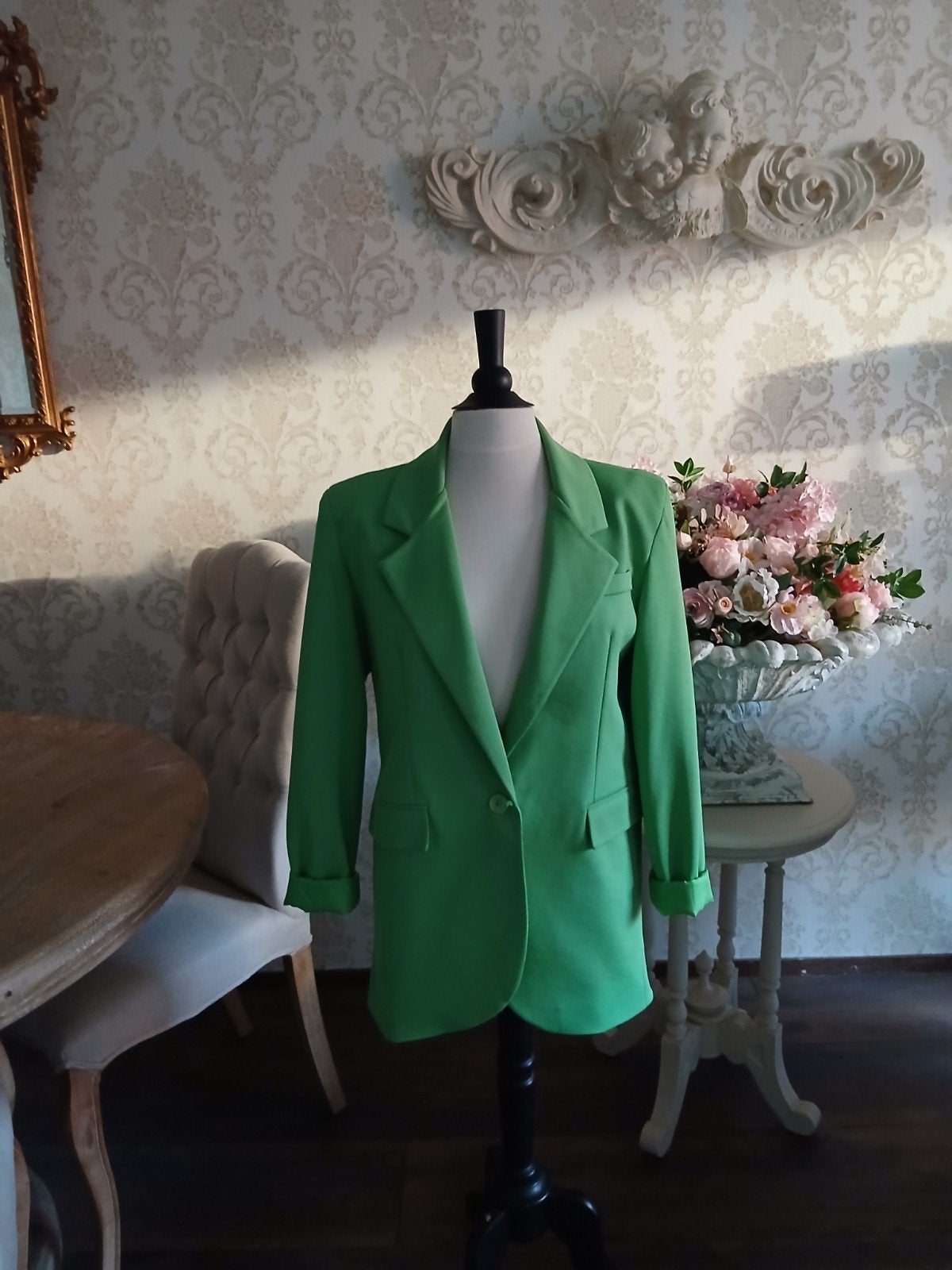 Oversized Groene Blazer - Maat 36, 38, 40, Kleding | Dames, Maat 38/40 (M), Ophalen of Verzenden, Zo goed als nieuw, Jasje