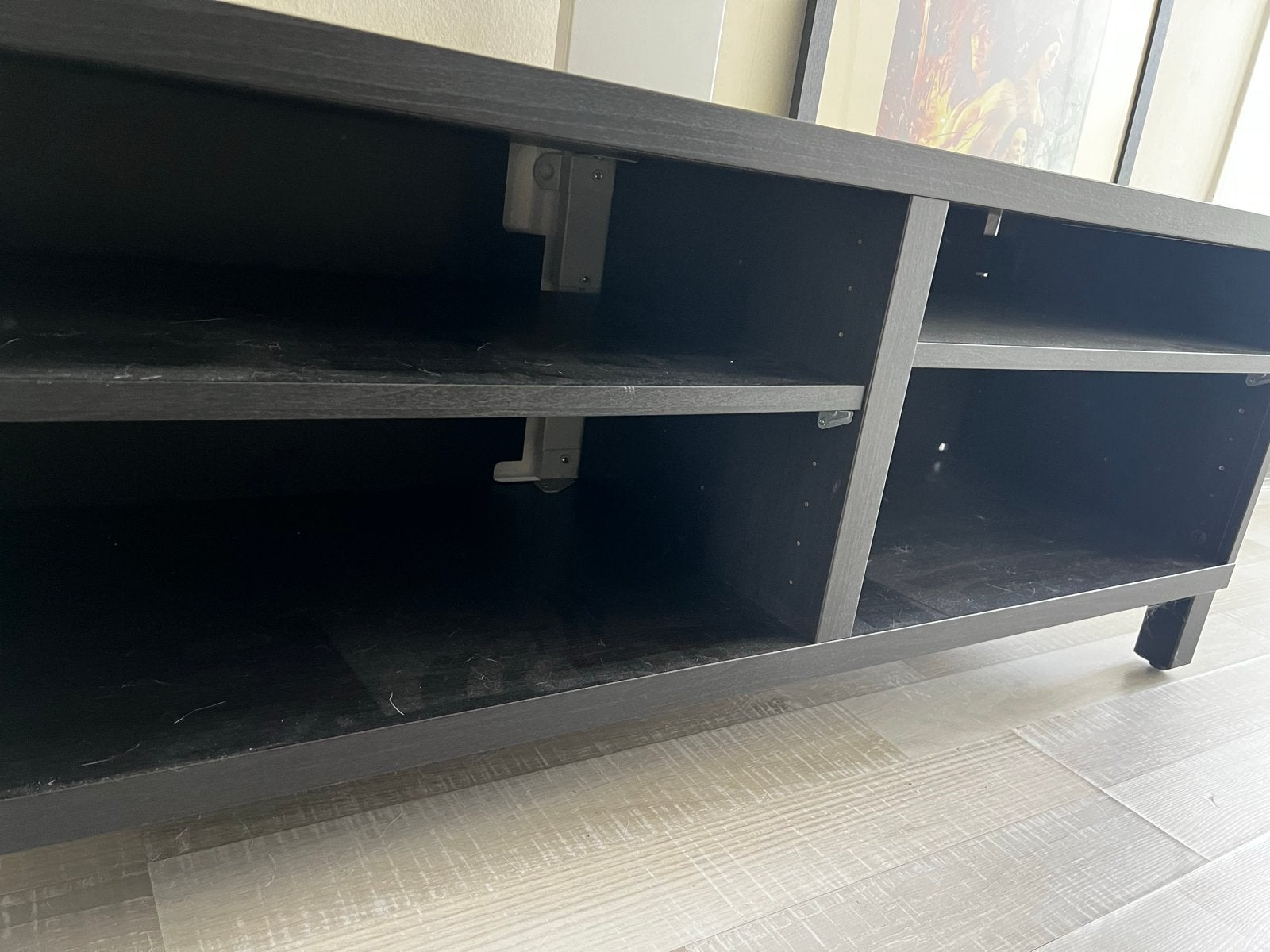 Besta TV-meubel met Uppleva tv-beugel, Ophalen, Gebruikt, 100 tot 150 cm, Zwart