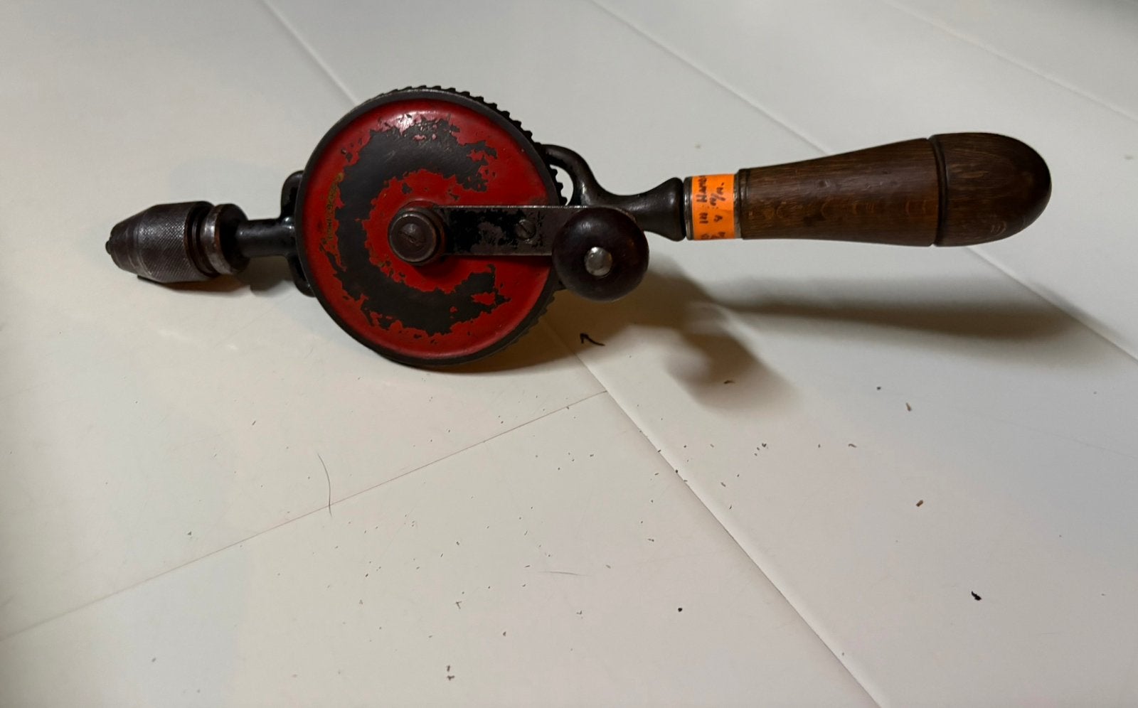 Vintage handboor met houten handvat, Ophalen of Verzenden