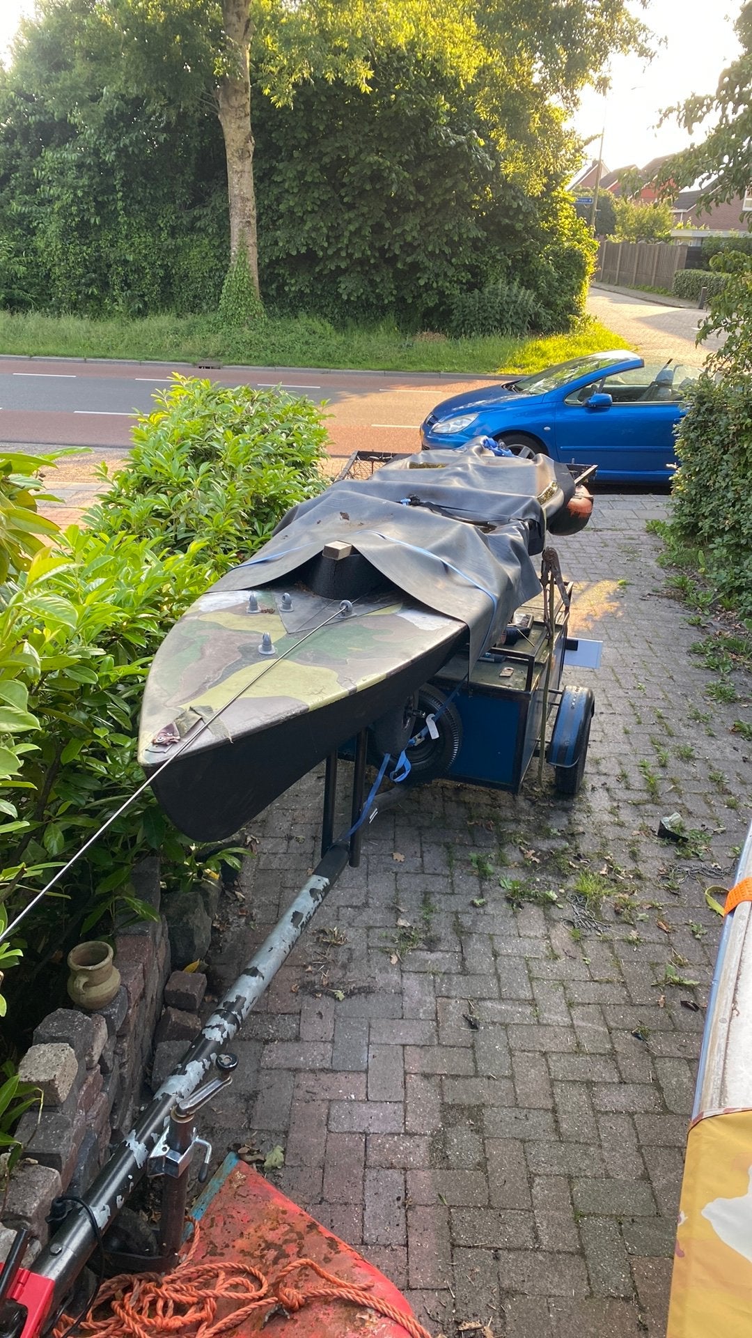 Kano met motor en aanhangwagen, Watersport en Boten, Ophalen, Gebruikt, Met peddels, Twee personen