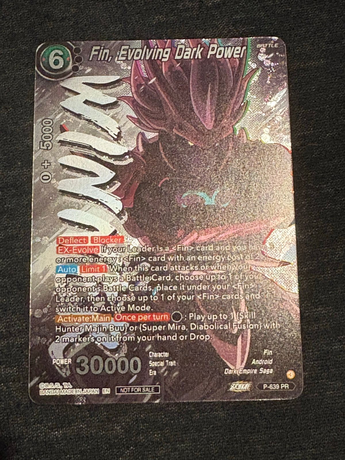 Dragon Ball Super Card Game - Fin, Evolving Dark Power promo, Ophalen of Verzenden, Zo goed als nieuw, Losse kaart