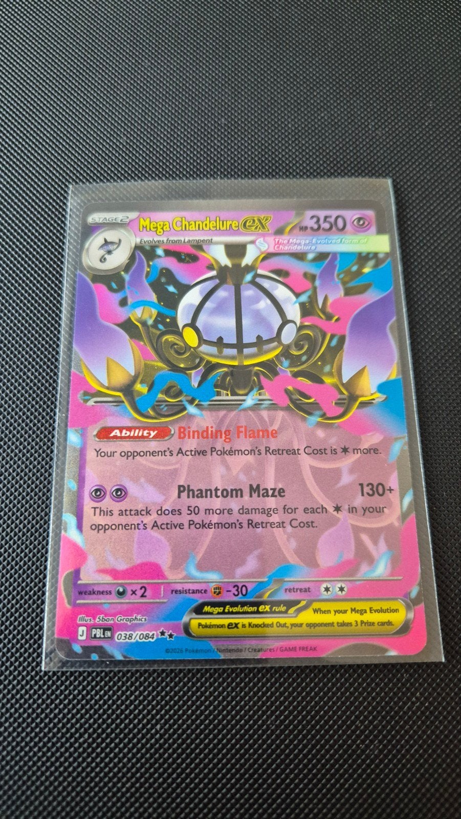 Mega Chandelure ex 038. Pokemon pitch black., Ophalen of Verzenden, Nieuw, Losse kaart