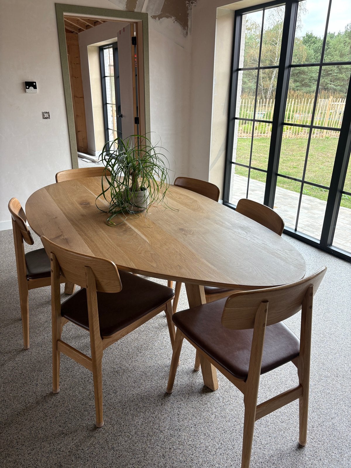 Massief eiken eettafel, Huis en Inrichting, Ophalen, 100 tot 150 cm, Eikenhout, 200 cm of meer