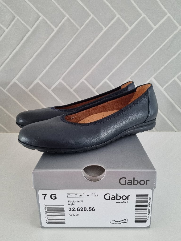 Ballerina boord schoenen donkerblauw, Gabor, maat 40,5, Blauw, Gabor, Nieuw, Ballerina's