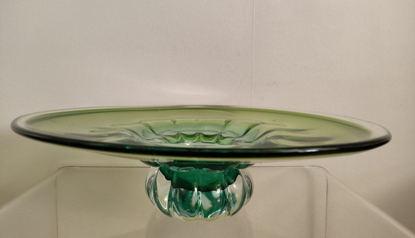 Vintage Groene Glazen Fruitschaal/Decoratieve Schaal, Ophalen of Verzenden